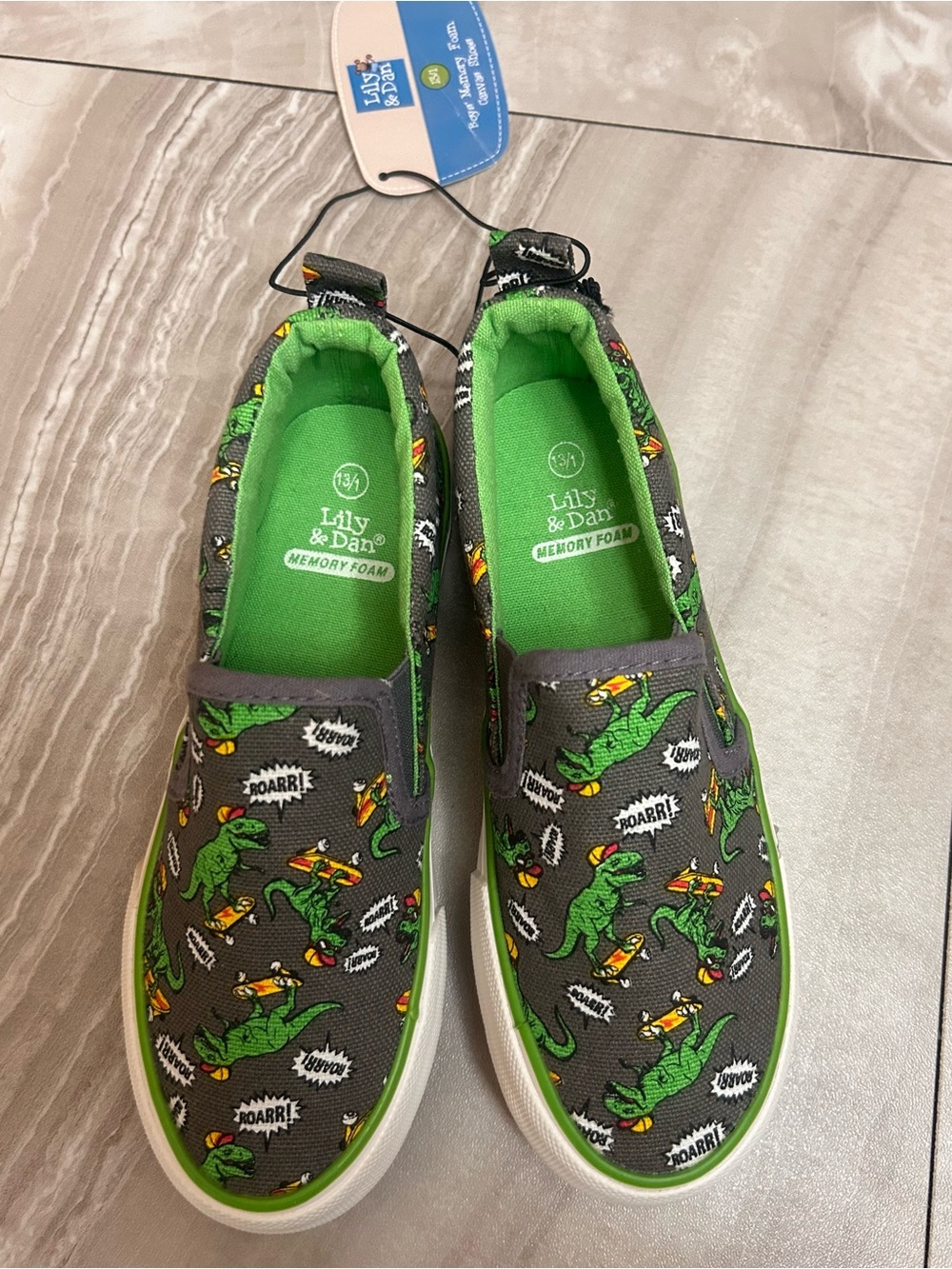 Lily & Dan Boys Dinosaur Slip-On Shoes